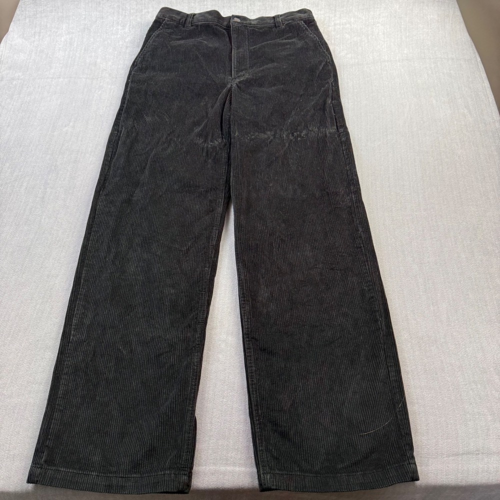 Tna Aritzia Corduroy High Waisted Straight Leg Pants Charcoal Grey Black Size 10